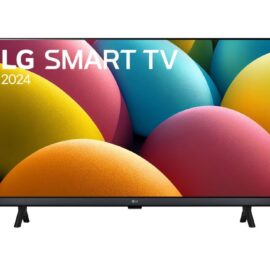Front view of the LG 43LR60006LA with LG Smart TV 2024 shown on the screen