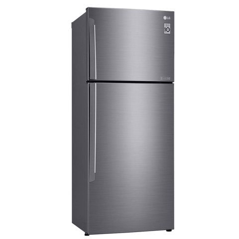 LG GL-C682HLCL 473L Double Door with Dispenser, Inverter Linear Compressor, Silver 1 LG GL-C682HLCL fridge freezer in brushed silver, doors closed, with the freezer door on top and the fridge door below