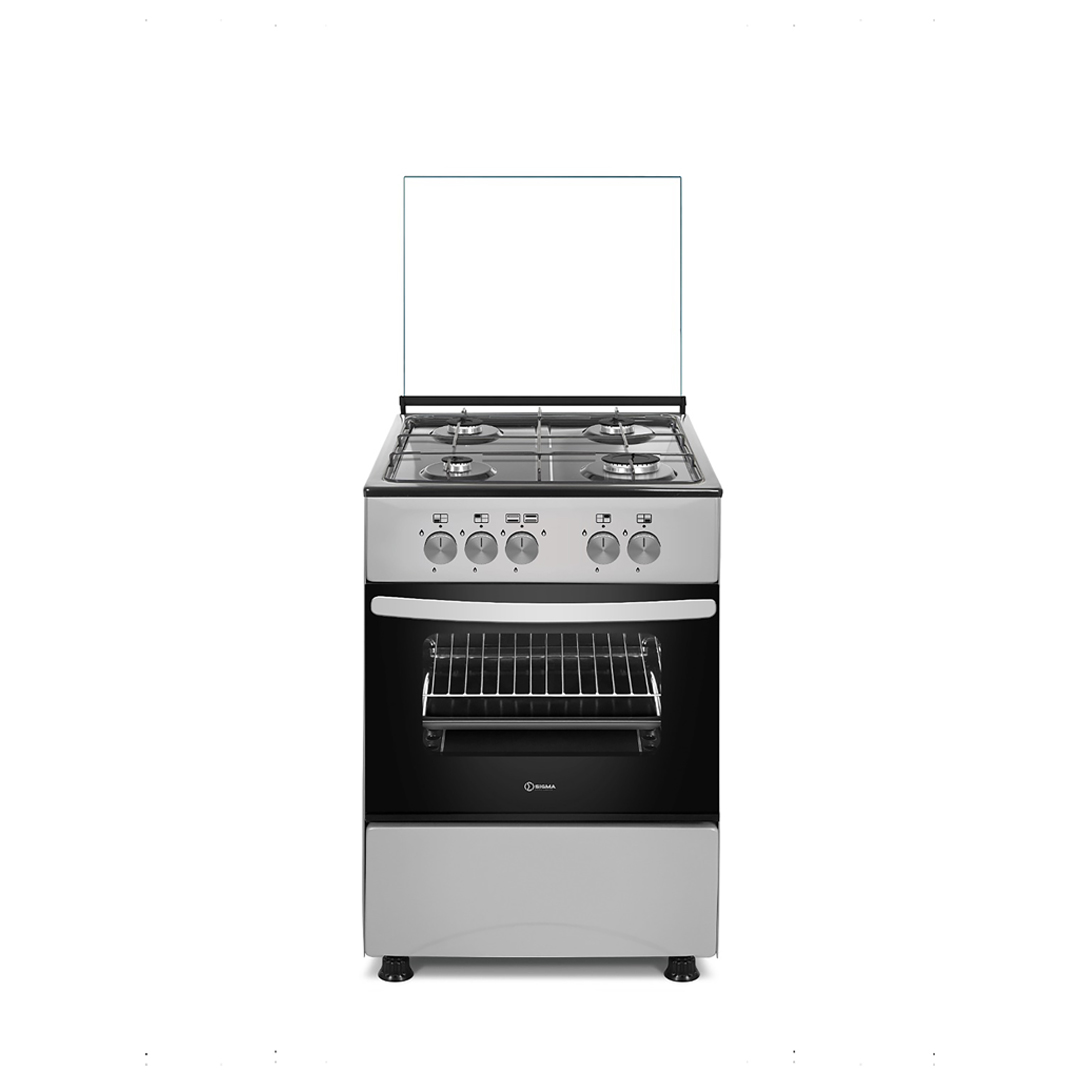 Sigma SGC-F5050G-S silver four-burner gas cooker with oven and grill