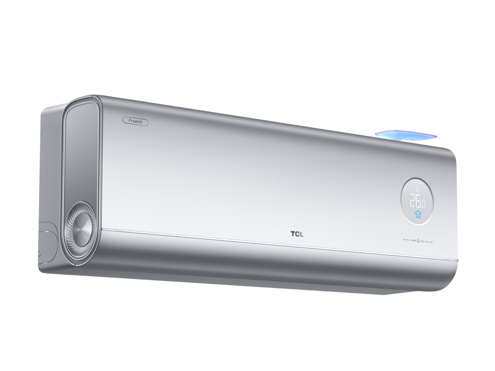 The TCL TAC-12CSD/FCI from the left, with the fresh air inlet raised on top