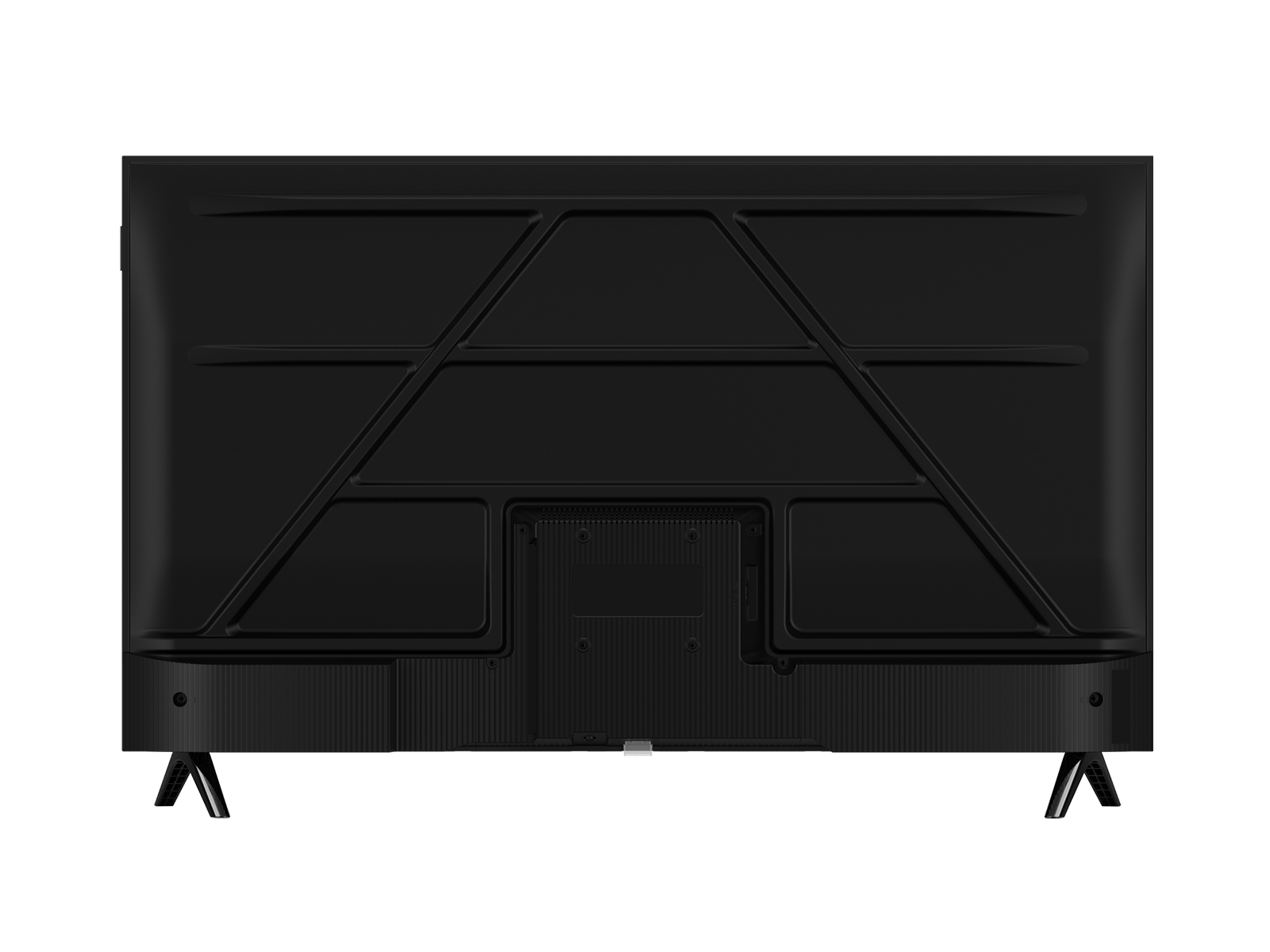 Rear panel of the TCL 43S5K in black, with the wall-mount area in the centre