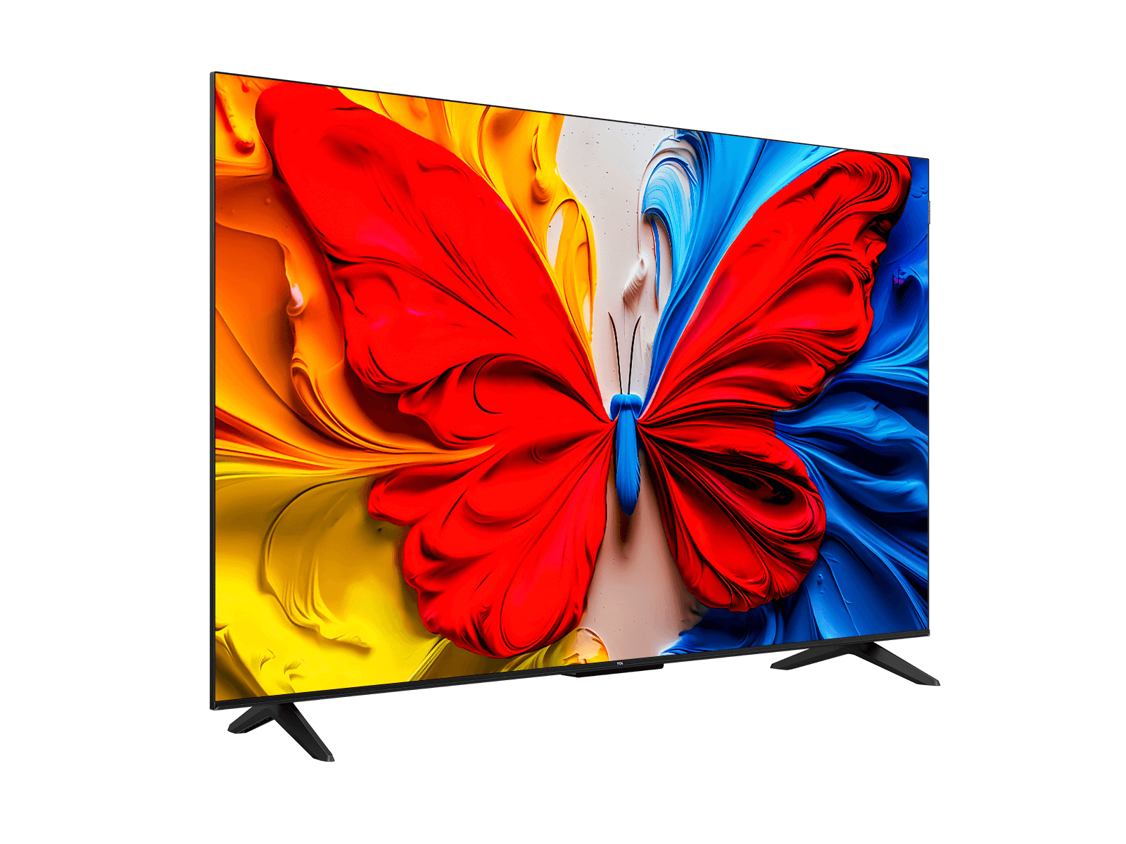 The TCL 50S5K from the left, showing the thin frame and two feet