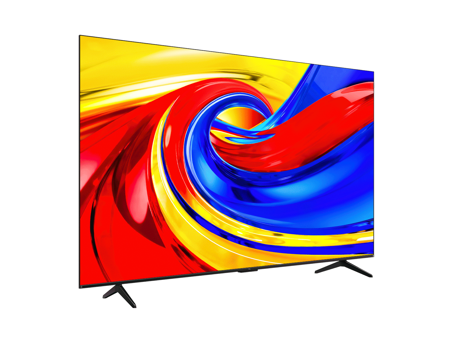The TCL 65T6D from the left, showing the slim frame and feet
