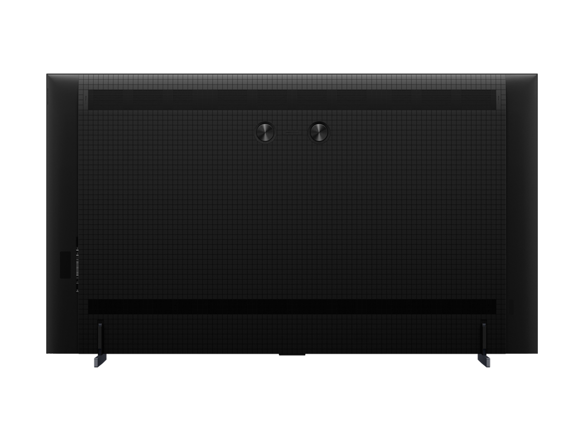 Rear panel of the TCL 98P8K with the wall-mount points