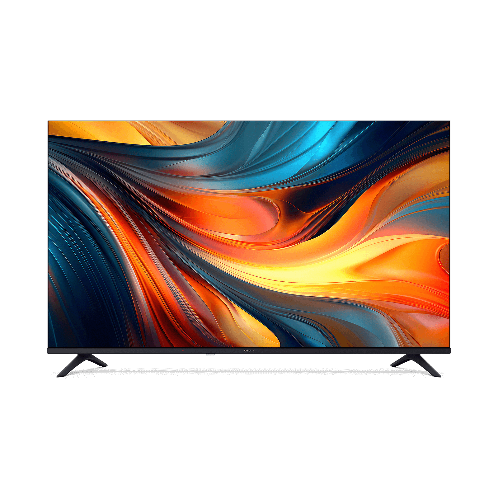 Front view of the Xiaomi TV A 43 FHD 2026 with an orange and blue wave on screen