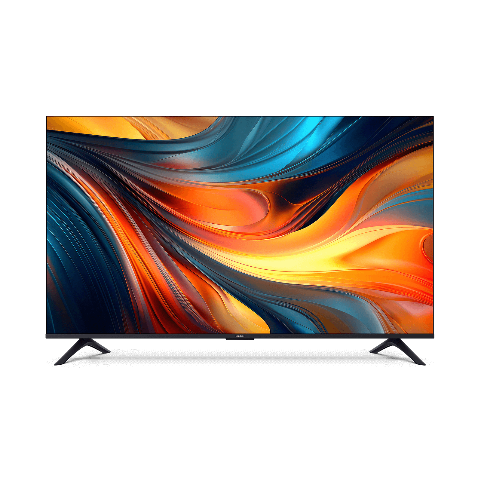 Front view of the Xiaomi TV A 50 2026 with an orange and blue wave on screen
